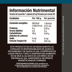 Tongkat Ali 2% Euricomamona 60 cápsulas de 500 Mg