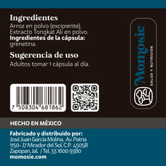 Tongkat Ali 2% Euricomamona 60 cápsulas de 500 Mg