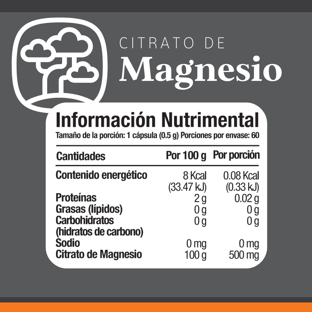 Citrato de Magnesio 60 cápsulas